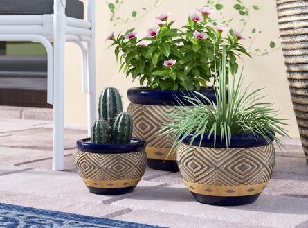 A big blue glazed pot